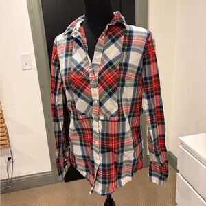 J. Crew Women’s Cotton Tartan Plaid Button Down Blouse - 2T